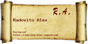 Radovits Alex névjegykártya